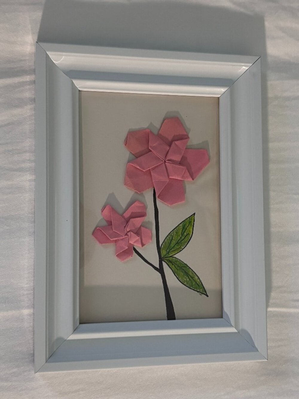 Handmade Origami Cherry Blossom Framed Art | 4x6 Paper Art in 5.5x7.5 Frame